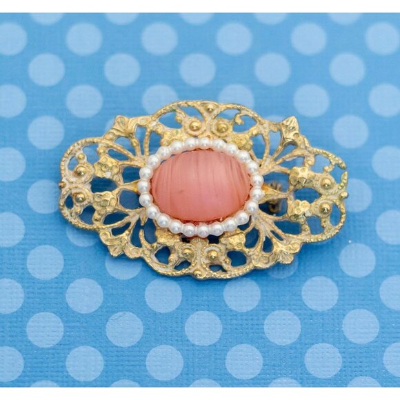 Vintage Victorian Gemstone Gold Tone Brooch - M22 - Picture 1 of 2